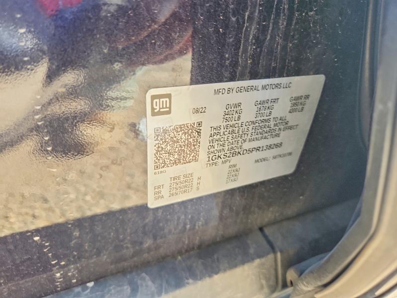 65631346 :رقم المزاد ، 1GKS2BKD5PR138268 vin ، 2023 Gmc Yukon مزاد بيع