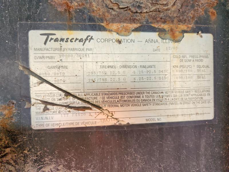 2004 Transcraft Transcraft მანქანა იყიდება აუქციონზე, vin: 1TTF4820X42011631, აუქციონის ნომერი: 64820096