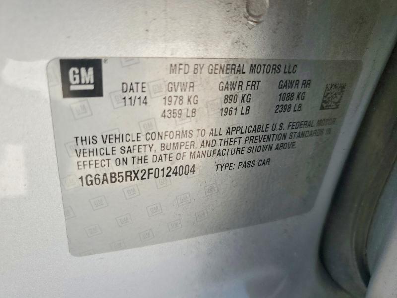 Aukcja sprzedaży 2015 Cadillac Ats, vin: 1G6AB5RX2F0124004, numer aukcji: 65393416