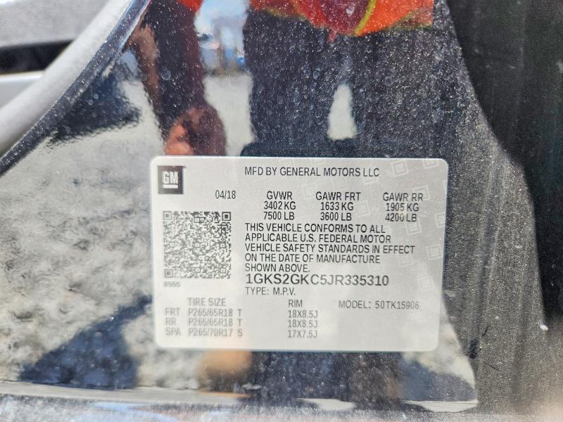 2018 Gmc Yukon Xl მანქანა იყიდება აუქციონზე, vin: 1GKS2GKC5JR335310, აუქციონის ნომერი: 66390146