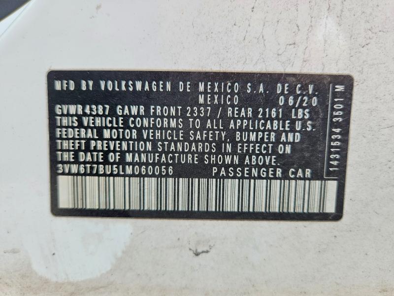 64506286 :رقم المزاد ، 3VW6T7BU5LM060056 vin ، 2020 Volkswagen Jetta مزاد بيع