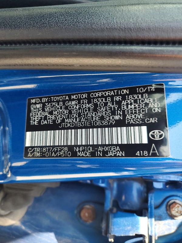 Продаж на аукціоні авто 2014 Toyota Prius C, vin: JTDKDTB31E1083879, номер лоту: 63565026