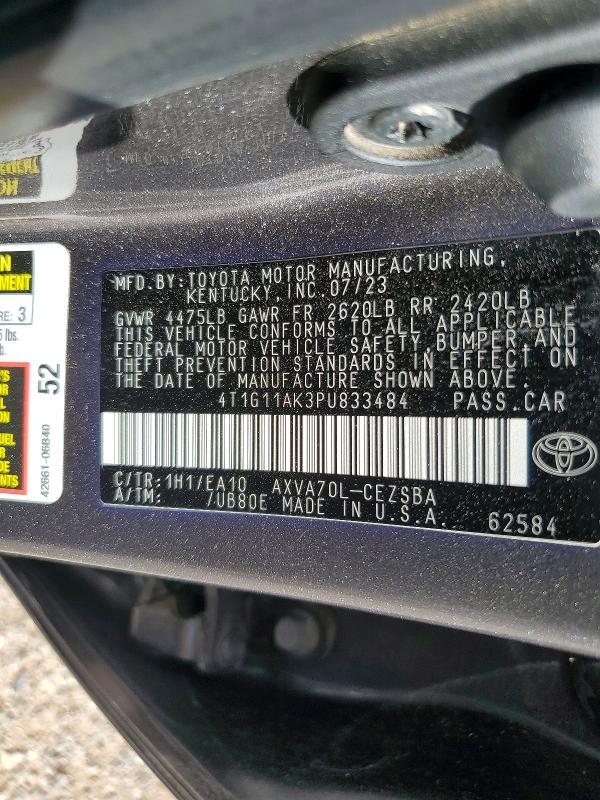 Aukcja sprzedaży 2023 Toyota Camry, vin: 4T1G11AK3PU833484, numer aukcji: 64141446