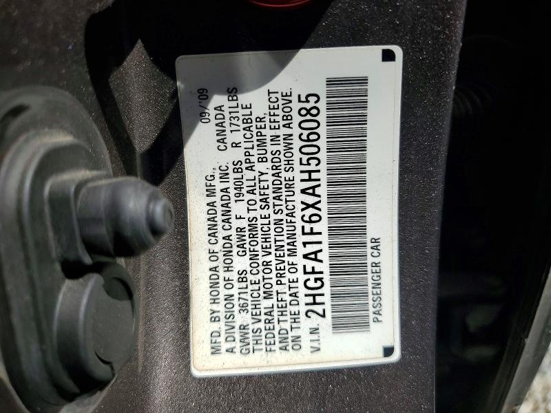Aukcja sprzedaży 2010 Honda Civic, vin: 2HGFA1F6XAH506085, numer aukcji: 61899586