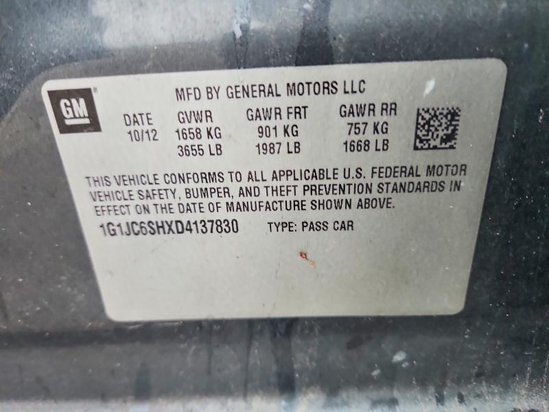 64322946 :رقم المزاد ، 1G1JC6SHXD4137830 vin ، 2013 Chevrolet Sonic مزاد بيع