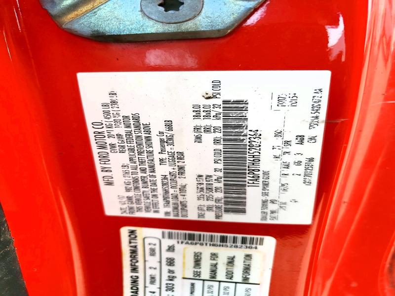 64243426 :رقم المزاد ، 1FA6P8TH6H5282364 vin ، 2017 Ford Mustang مزاد بيع