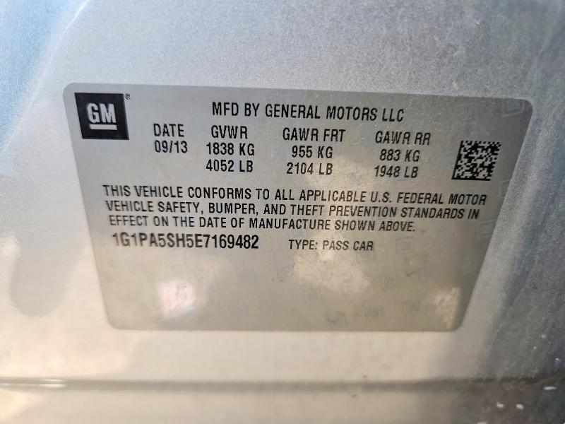 Продажа на аукционе авто 2014 Chevrolet Cruze, vin: 1G1PA5SH5E7169482, номер лота: 64704886