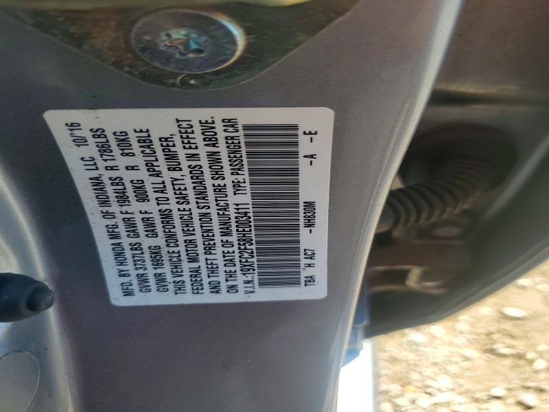 Продаж на аукціоні авто 2017 Honda Civic, vin: 19XFC2F58HE003411, номер лоту: 66124066