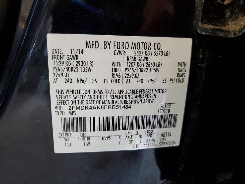 Aukcja sprzedaży 2014 Ford Edge, vin: 2FMDK4AK5EBB51484, numer aukcji: 63575426