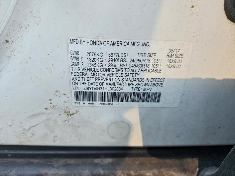 Aukcja sprzedaży 2017 Acura Mdx, vin: 5J8YD4H31HL002834, numer aukcji: 66635616