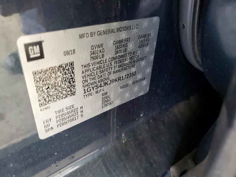 Aukcja sprzedaży 2019 Cadillac Escalade, vin: 1GYS4JKJ9KR172352, numer aukcji: 63764106
