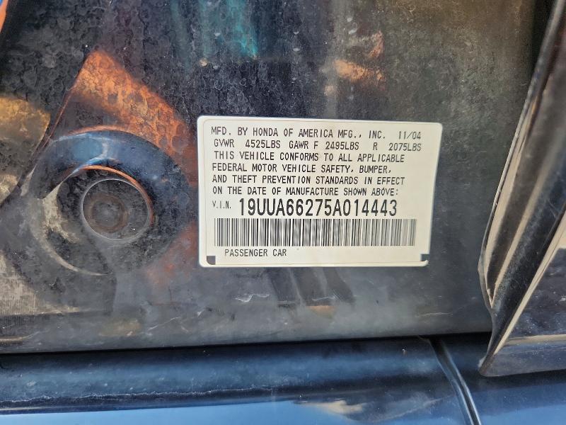 66474446 :رقم المزاد ، 19UUA66275A014443 vin ، 2005 Acura Tl مزاد بيع