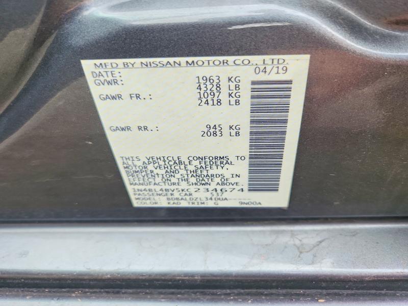 Продажа на аукционе авто 2019 Nissan Altima, vin: 1N4BL4BV5KC234674, номер лота: 63173696