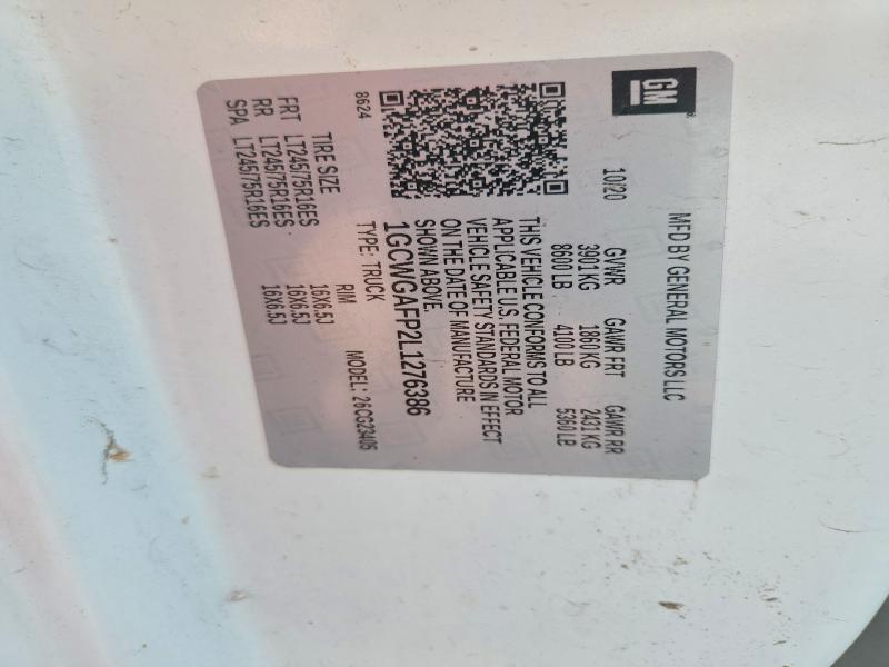Продажа на аукционе авто 2020 Chevrolet Express G2500, vin: 1GCWGAFP2L1276386, номер лота: 63734796