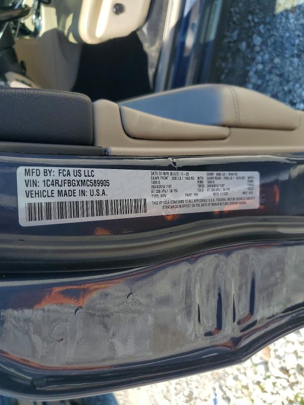 Aukcja sprzedaży 2021 Jeep Grand Cherokee, vin: 1C4RJFBGXMC589905, numer aukcji: 63123156