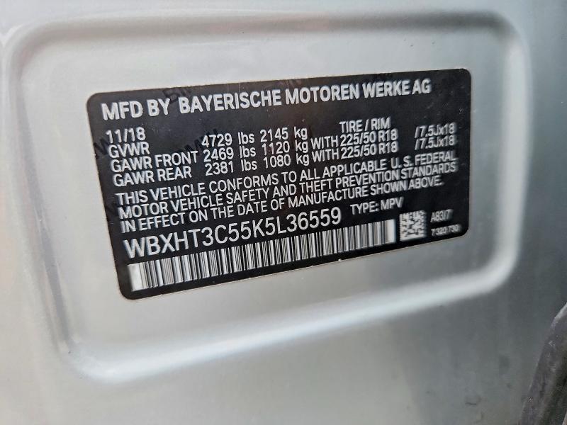 Aukcja sprzedaży 2019 Bmw X1, vin: WBXHT3C55K5L36559, numer aukcji: 61646386