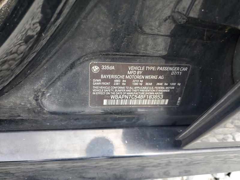 Aukcja sprzedaży 2011 Bmw 335, vin: WBAPN7C54BF183853, numer aukcji: 65195746