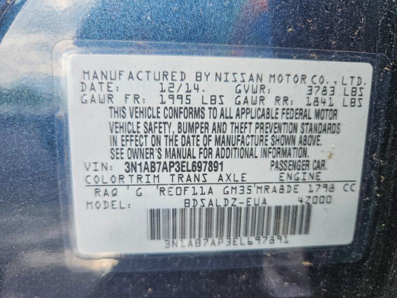 64232656 :رقم المزاد ، 3N1AB7AP3EL697891 vin ، 2014 Nissan Sentra مزاد بيع