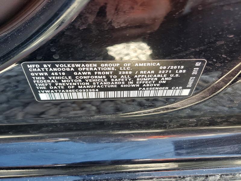 65321176 :رقم المزاد ، 1VWAT7A36EC032354 vin ، 2014 Volkswagen Passat مزاد بيع