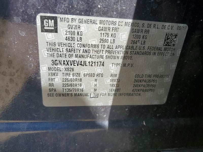Aukcja sprzedaży 2018 Chevrolet Equinox, vin: 3GNAXVEV4JL121174, numer aukcji: 63918976