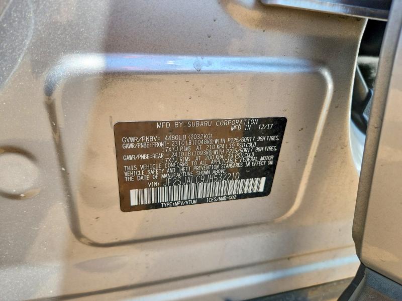 2018 Subaru Forester მანქანა იყიდება აუქციონზე, vin: JF2SJALC9JH532210, აუქციონის ნომერი: 64003286