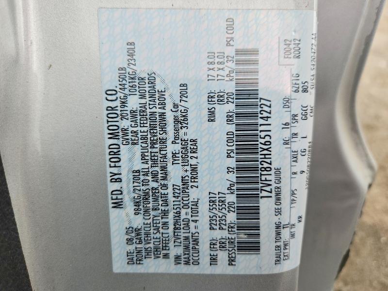Aukcja sprzedaży 2006 Ford Mustang, vin: 1ZVFT82HX65114227, numer aukcji: 63791086