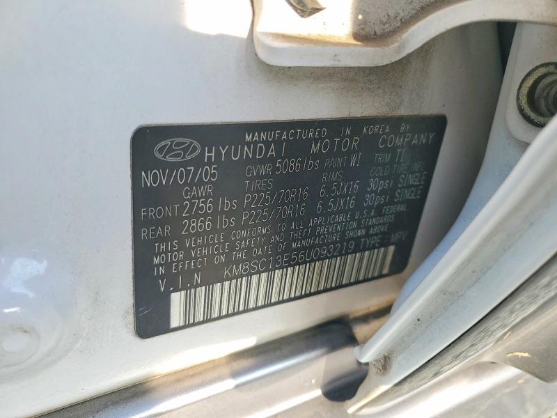 2006 Hyundai Santa Fe მანქანა იყიდება აუქციონზე, vin: KM8SC13E56U093219, აუქციონის ნომერი: 66952236