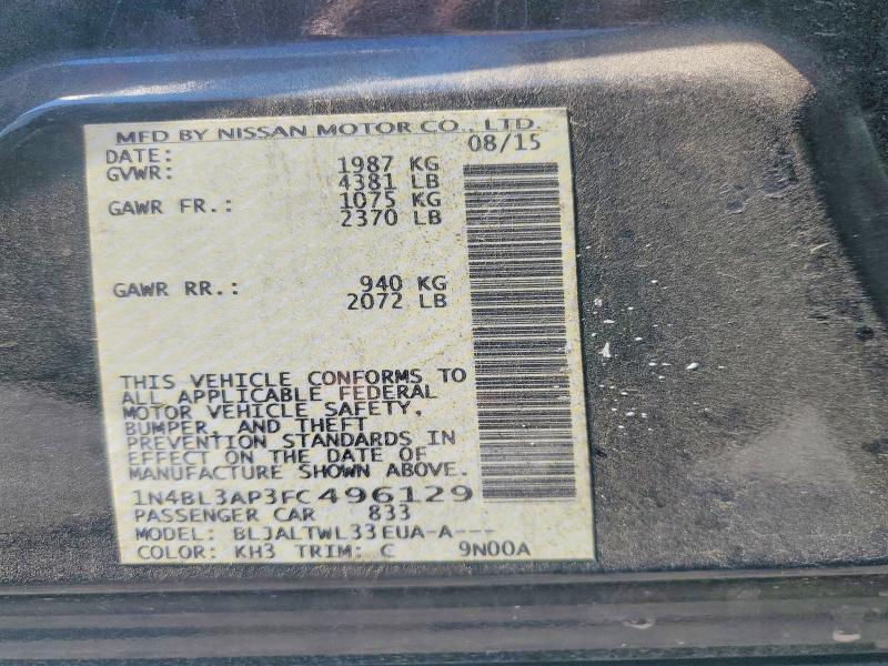 Aukcja sprzedaży 2015 Nissan Altima, vin: 1N4BL3AP3FC496129, numer aukcji: 67104266