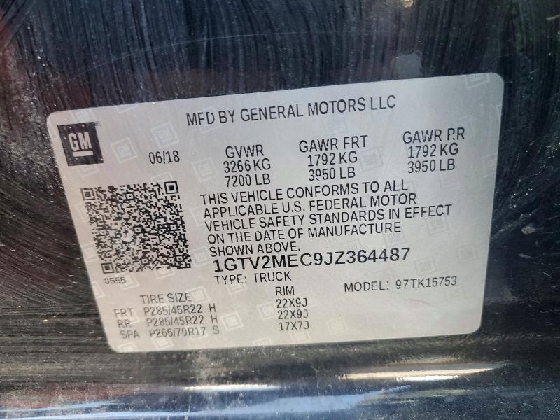 65628196 :رقم المزاد ، 1GTV2MEC9JZ364487 vin ، 2018 Gmc Sierra مزاد بيع