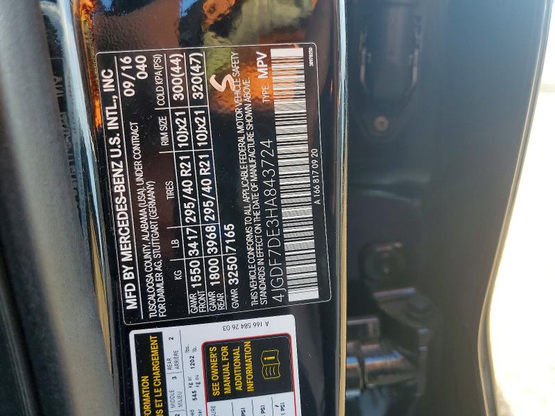 Aukcja sprzedaży 2017 Mercedes-benz Gls, vin: 4JGDF7DE3HA843724, numer aukcji: 66786886