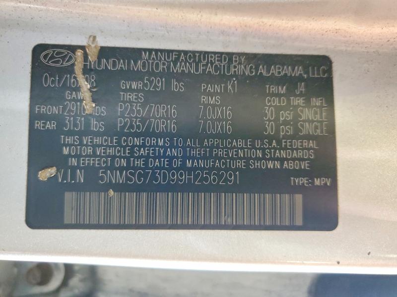 Aukcja sprzedaży 2009 Hyundai Santa Fe, vin: 5NMSG73D99H256291, numer aukcji: 64227156