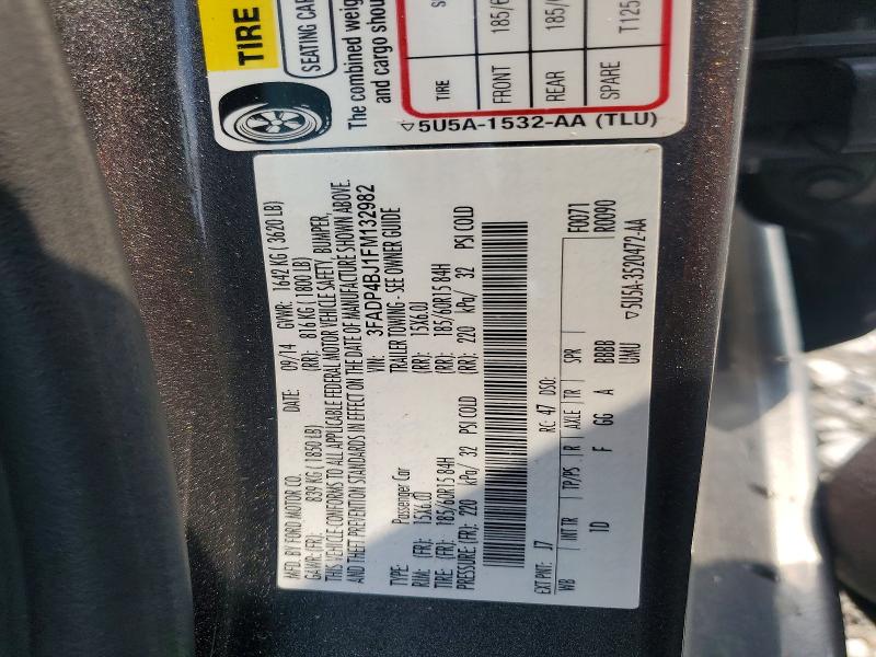 2015 Ford Fiesta მანქანა იყიდება აუქციონზე, vin: 3FADP4BJ1FM132982, აუქციონის ნომერი: 63829216