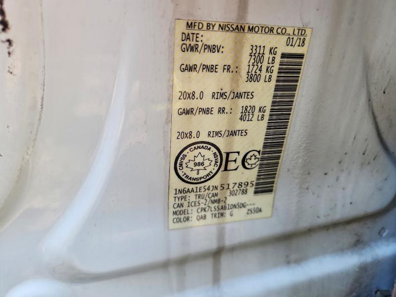 63191916 :رقم المزاد ، 1N6AA1E54JN517895 vin ، 2018 Nissan Titan مزاد بيع