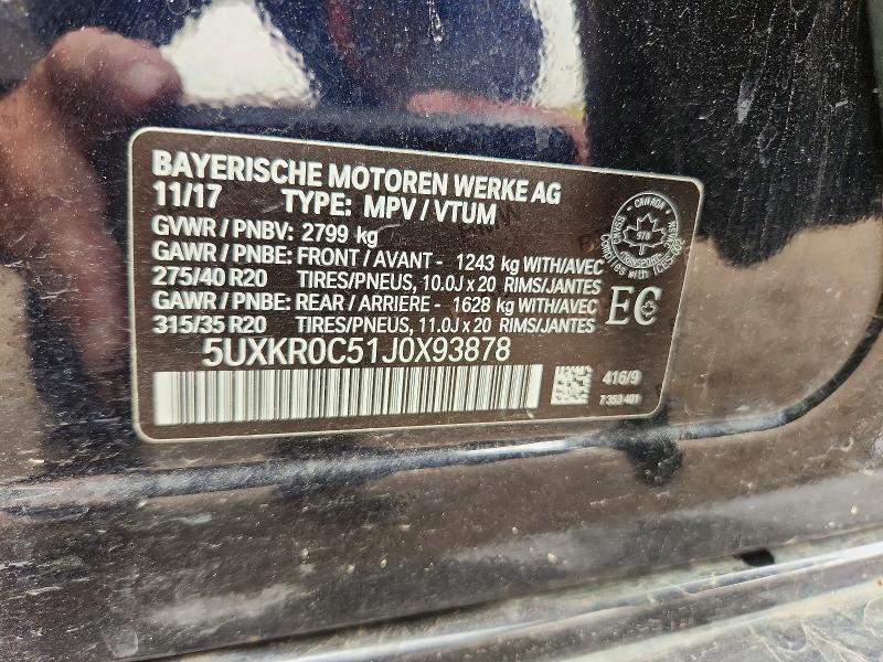 63670506 :رقم المزاد ، 5UXKR0C51J0X93878 vin ، 2018 Bmw X5 مزاد بيع