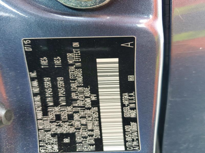 Aukcja sprzedaży 2015 Toyota Highlander, vin: 5TDDKRFH4FS185706, numer aukcji: 64112326