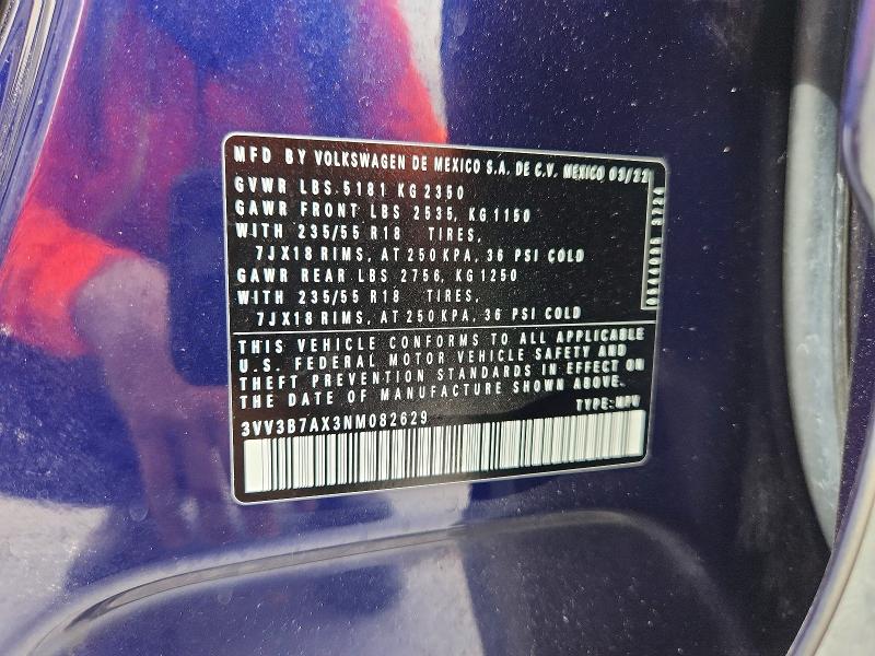 Продажа на аукционе авто 2022 Volkswagen Tiguan, vin: 3VV3B7AX3NM082629, номер лота: 66005706