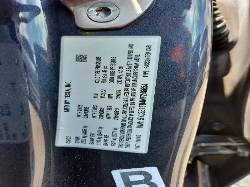 Aukcja sprzedaży 2022 Tesla Model 3, vin: 5YJ3E1EB4NF246654, numer aukcji: 64008356