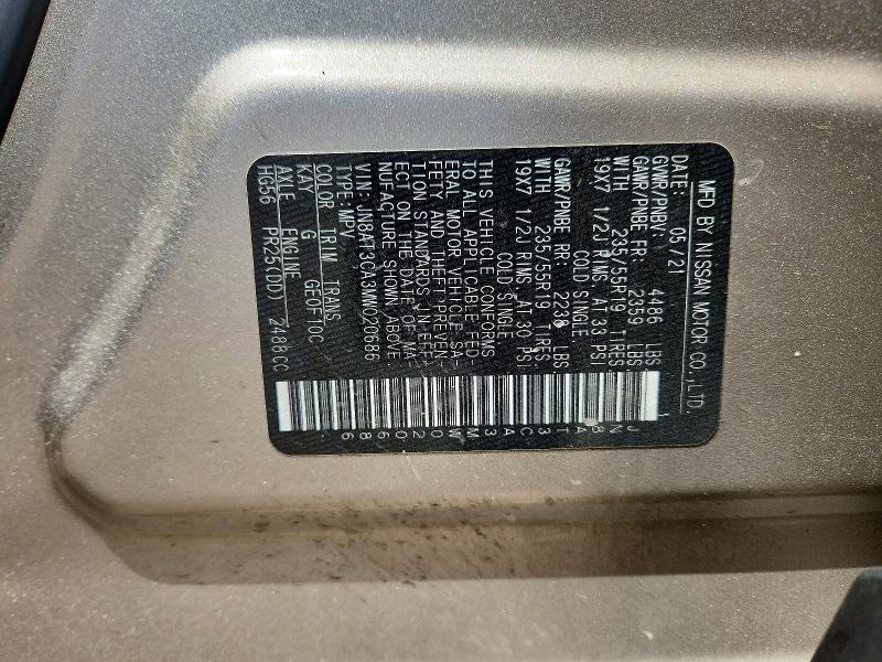 Продаж на аукціоні авто 2021 Nissan Rogue, vin: JN8AT3CA3MW020686, номер лоту: 64380756