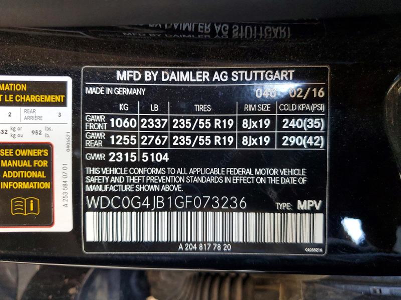 Продажа на аукционе авто 2016 Mercedes-benz Glc, vin: WDC0G4JB1GF073236, номер лота: 66208046