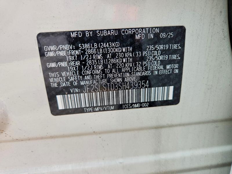 Продаж на аукціоні авто 2025 Subaru Forester, vin: JF2SLSTD3SH439354, номер лоту: 62534796