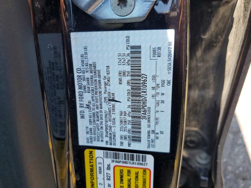 Продажа на аукционе авто 2020 Ford Fusion, vin: 3FA6P0HD7LR109627, номер лота: 62961726