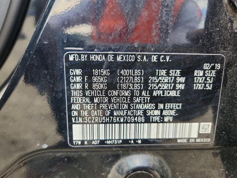 Aukcja sprzedaży 2019 Honda Hr-v, vin: 3CZRU5H76KM709486, numer aukcji: 66283696