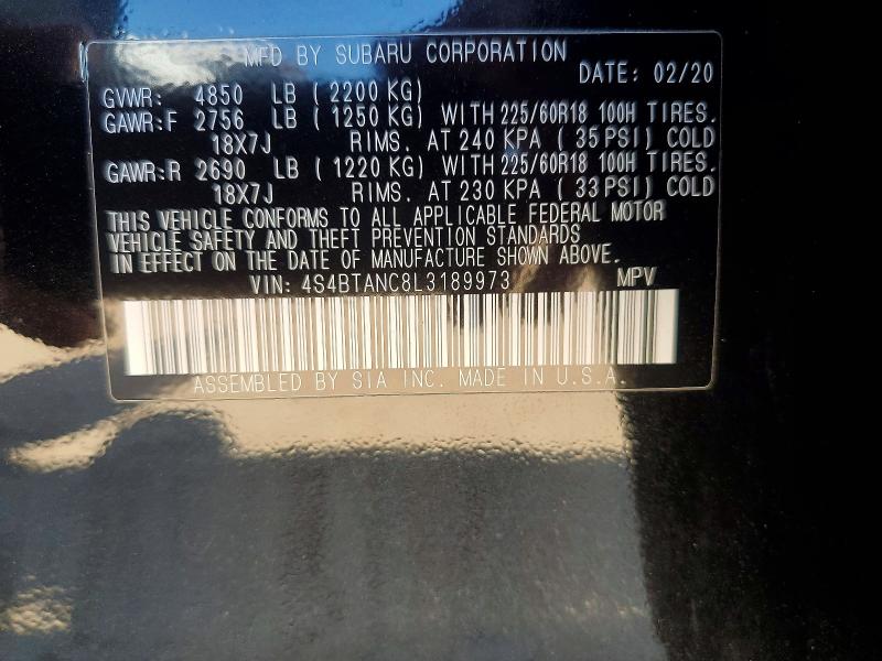 Aukcja sprzedaży 2020 Subaru Outback, vin: 4S4BTANC8L3189973, numer aukcji: 66416426