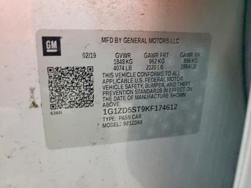Продажа на аукционе авто 2019 Chevrolet Malibu, vin: 1G1ZD5ST9KF174612, номер лота: 66144426