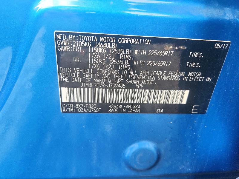 63410566 :رقم المزاد ، JTMBFREV9HJ709435 vin ، 2017 Toyota Rav4 مزاد بيع