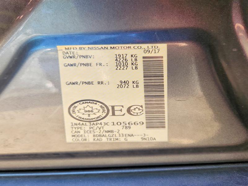 Aukcja sprzedaży 2018 Nissan Altima, vin: 1N4AL3AP4JC105669, numer aukcji: 65657006