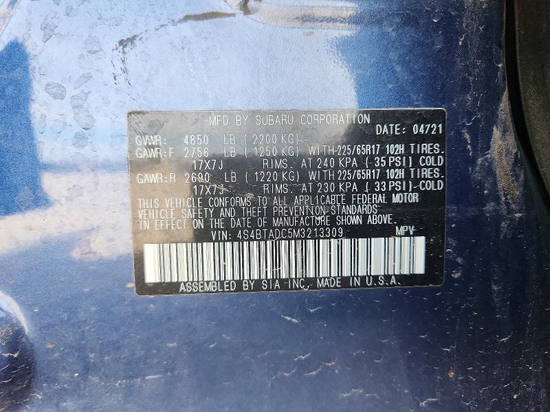 Aukcja sprzedaży 2021 Subaru Outback, vin: 4S4BTADC5M3213309, numer aukcji: 64156196