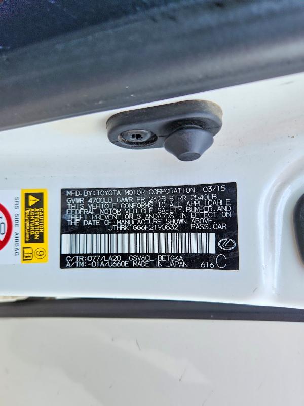 Aukcja sprzedaży 2015 Lexus Es, vin: JTHBK1GG6F2190832, numer aukcji: 64161366
