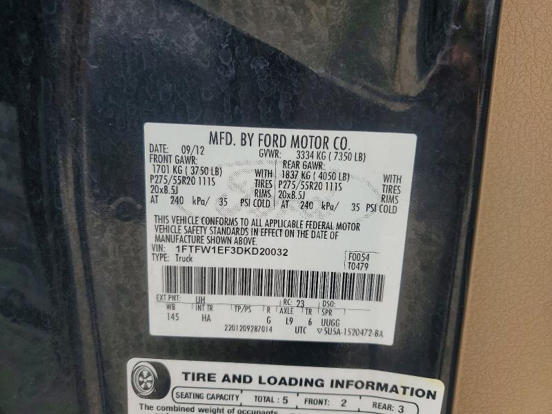 Продаж на аукціоні авто 2013 Ford F150, vin: 1FTFW1EF3DKD20032, номер лоту: 64108976