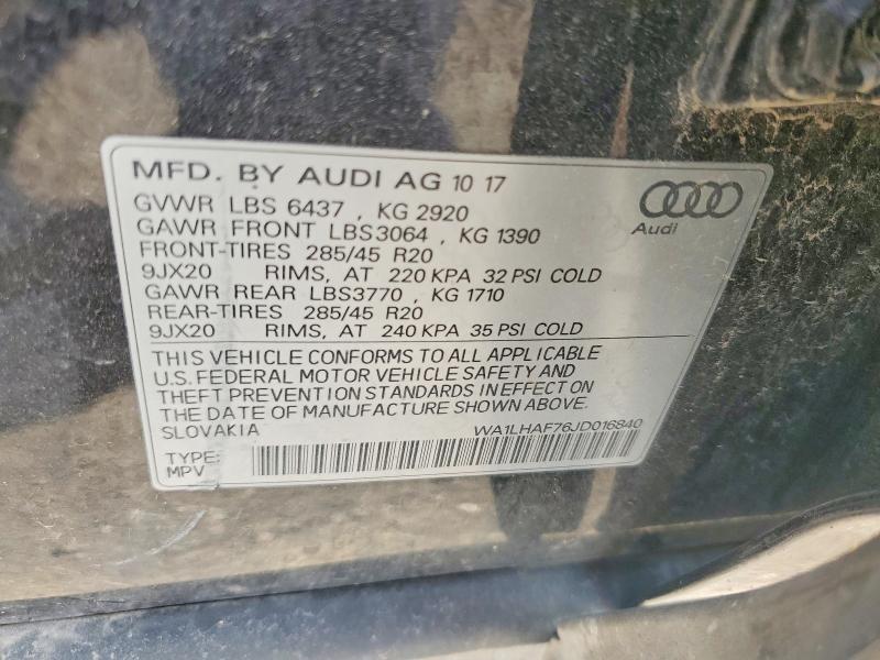 Aukcja sprzedaży 2018 Audi Q7, vin: WA1LHAF76JD016840, numer aukcji: 67209816